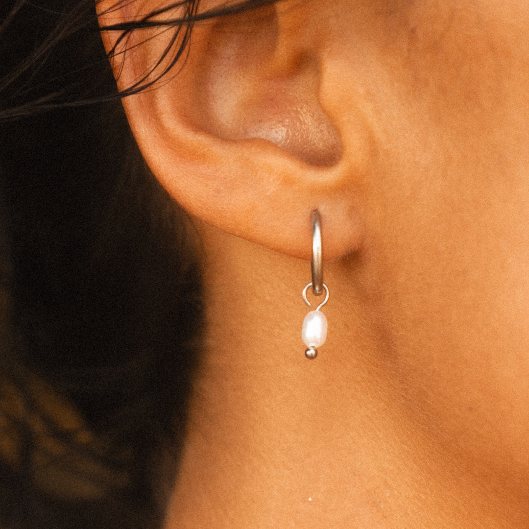 Pearl Huggie Hoops
