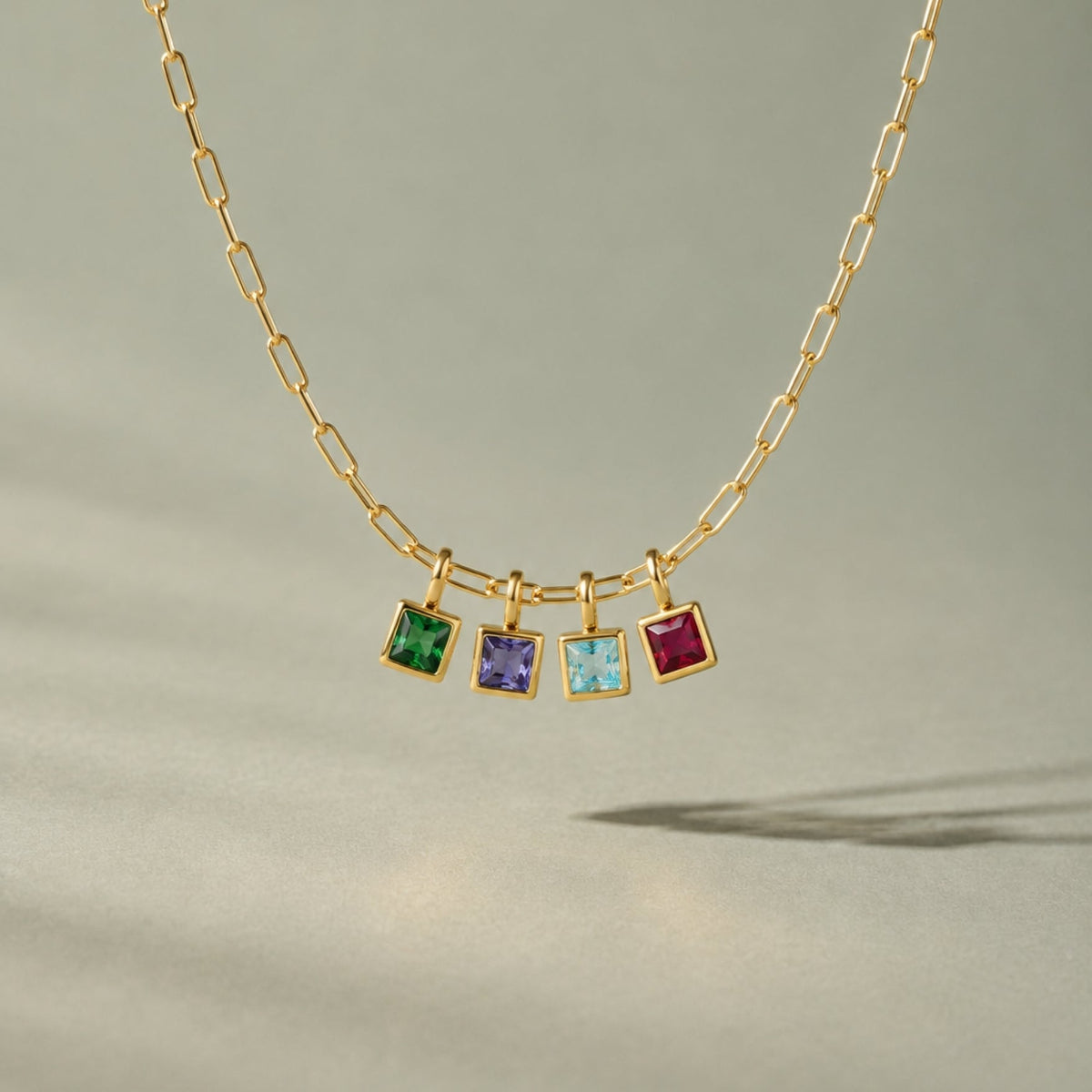 Collar de clip de oficina con piedra de nacimiento